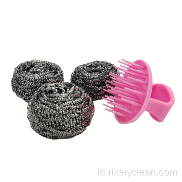 Scourer stainless steel dengan pegangan plastik